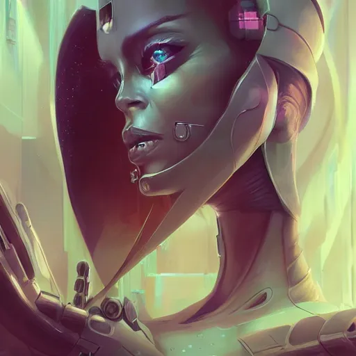 Image similar to portrait of a beautiful cybernetic villainess, cyberpunk concept art by pete mohrbacher and artgerm and wlop and greg rutkowski and deathburger, digital art, highly detailed, intricate, sci-fi, sharp focus, Trending on Artstation HQ, deviantart, unreal engine 5, 4K UHD image