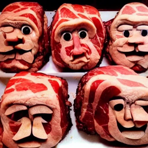 Image similar to chuck roast norris, chuck norris face made of meat