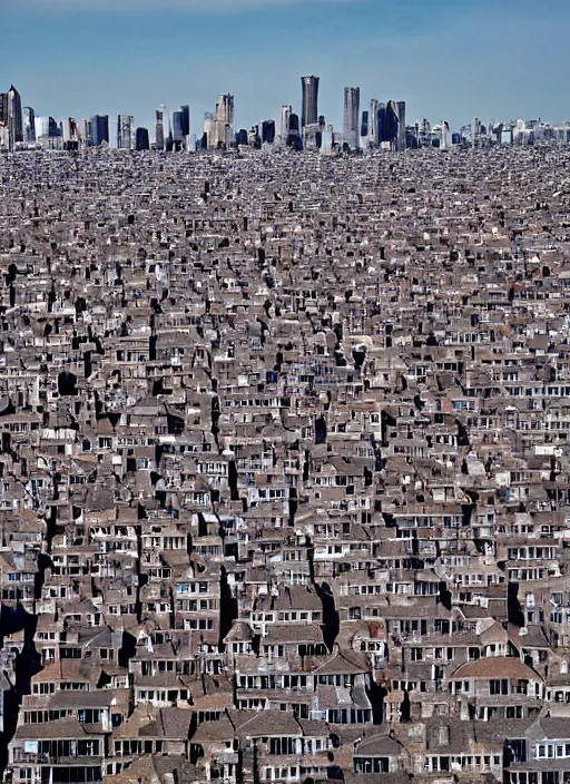 Image similar to a hundred rooftops stretch across a crowded skyline in relentless melt