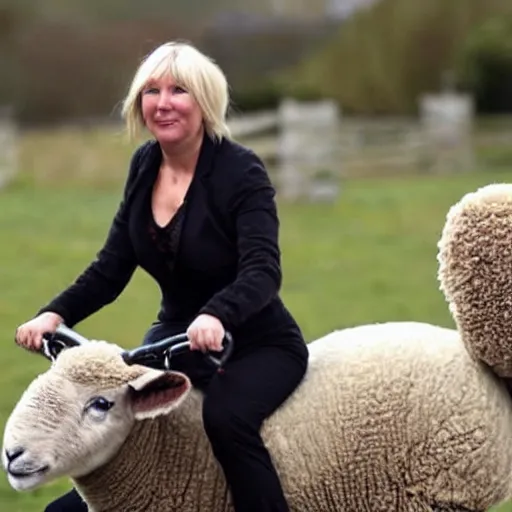 Image similar to nadine dorries riding a sheep