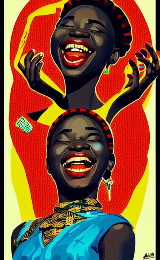 Prompt: mama africa laugh at her child!!! pop art, pixel, bioshock, gta chinatown, artgerm, richard hamilton, mimmo rottela, julian opie, aya takano, ultra hardly intricate details!!! ultra realistic visual!!!