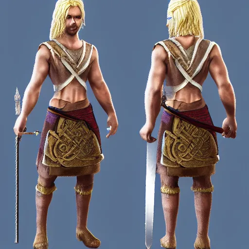 Prompt: Complete sprite for videogame a celtic sword, very detailed, Gamin, sharp focus, ArtStation, 4k