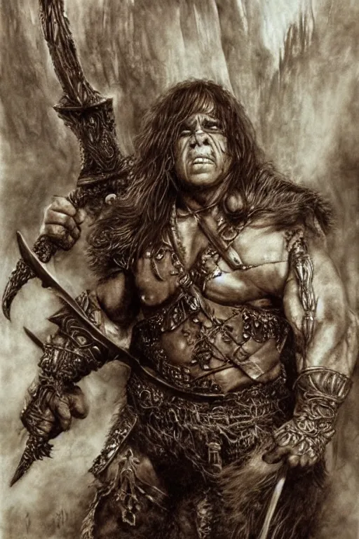 Prompt: danny devito as conan the barbarian by luis royo