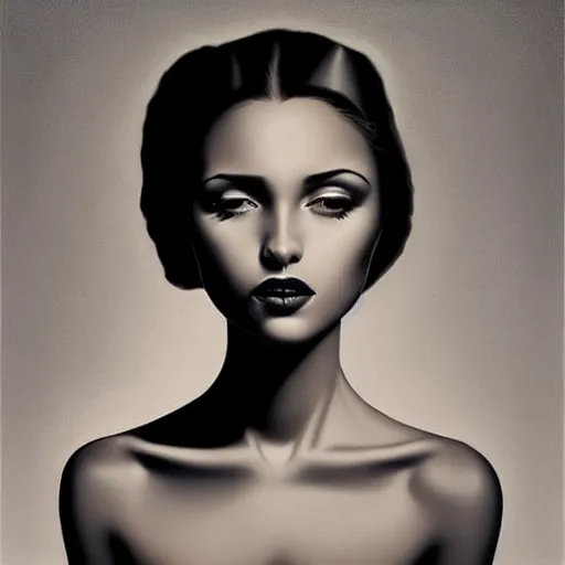 Prompt: a painting of a beautiful woman!, an ultrafine detailed painting by rafal olbinski, behance contest winner, pop surrealism, detailed painting, very detailed, minimalist, airbrush art