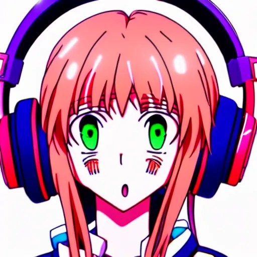 Image similar to An anime character's head wearing retro headphones. 90s anime, Sailor Moon, Neon Genesis, official art, flat cell shading, fantastic screenshot art, trending on artstation, muted nostalgic colors