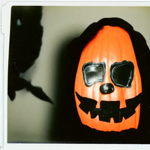 Prompt: old polaroid of a scary halloween mask