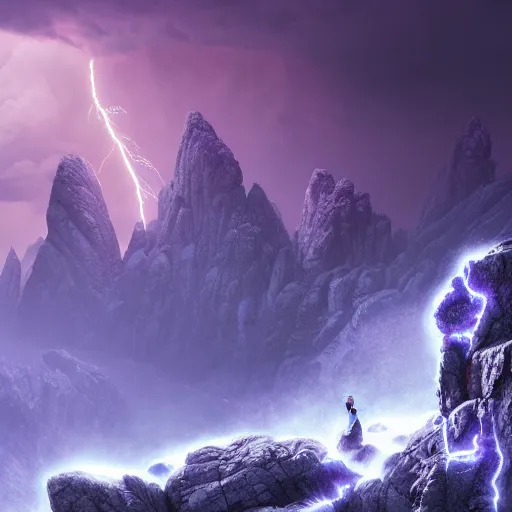 Prompt: thanos climbing a mountain, extreme cold, storm, octane rendering, volumetric lightning, hyperrealism, no blur, 4 k resolution, ultra detailed, style of ivan shishkin, tyler edlin, anato finnstark