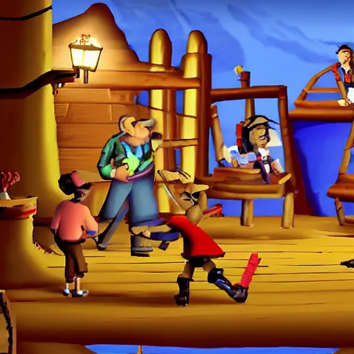 Prompt: a screenshot from the game monkey island 2
