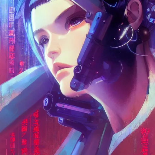 Image similar to A beautiful cyborg woman || VERY ANIME, fine-face, realistic shaded perfect face, fine details. Anime. realistic shaded lighting poster by Ilya Kuvshinov katsuhiro otomo ghost-in-the-shell, magali villeneuve, artgerm, Jeremy Lipkin and Michael Garmash, Rob Rey and Kentarõ Miura