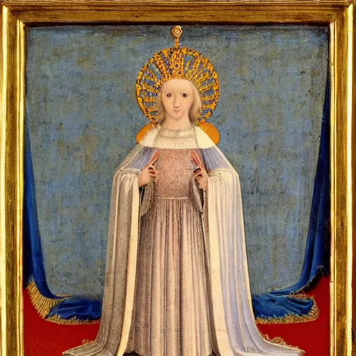 Prompt: portrait of a white poodle as an italian queen, painting by giotto di bondone, 1 3 0 0
