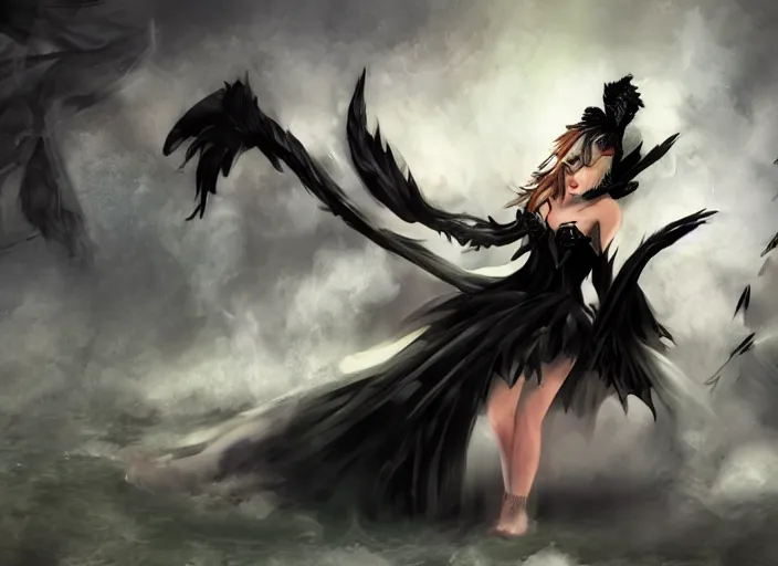 Prompt: hero splashart of a black swan