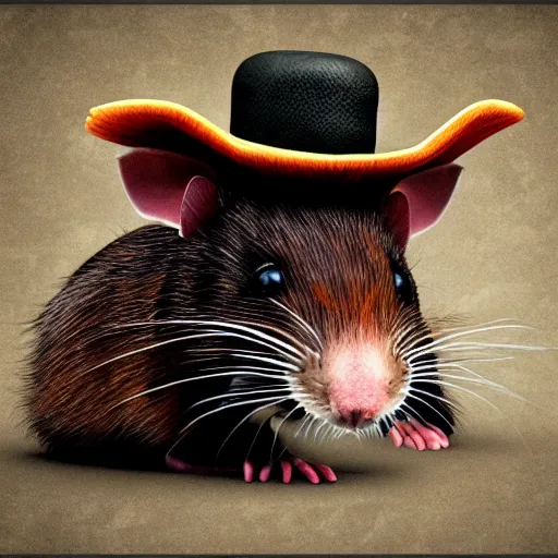 Image similar to a photorealistic rat wearing a sombrero hd photo