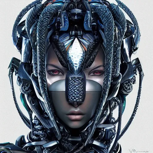 Image similar to a mech version of african medusa, very symmetrical, highly detailed, by vitaly bulgarov, by joss nizzi, by ben procter, by steve jung, concept art, quintessa, metal gear solid, transformers, concept art world, pinterest, artstation, unreal engine