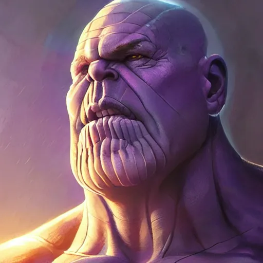 Image similar to thanos, comic, portrait, intricate, detailed, volumetric lighting, scenery, digital painting, highly detailed, artstation, sharp focus, illustration, concept art, ruan jia, art by artgerm and greg rutkowski