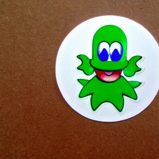 Image similar to symmetrical die cut sticker, yoshi from yoshi's island, splatter paint