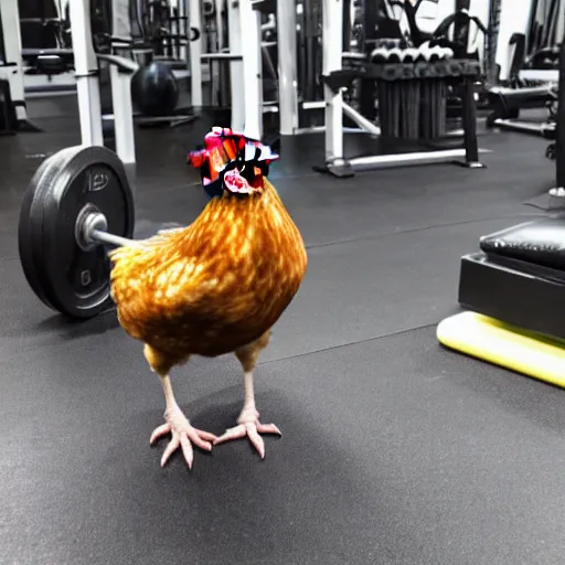 Image similar to a chicken at the gym