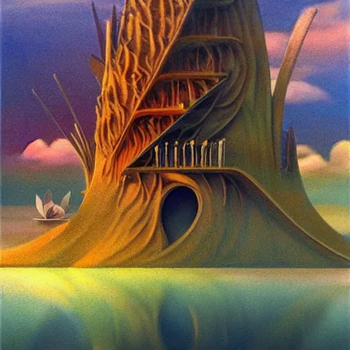 Image similar to colourful scene from a dream. digital artwork by vincent bons, michael whelan, remedios varo and gerardo dottori. grainy and rough. interesting pastel colour palette. beautiful light. oil and water colour based on high quality render.