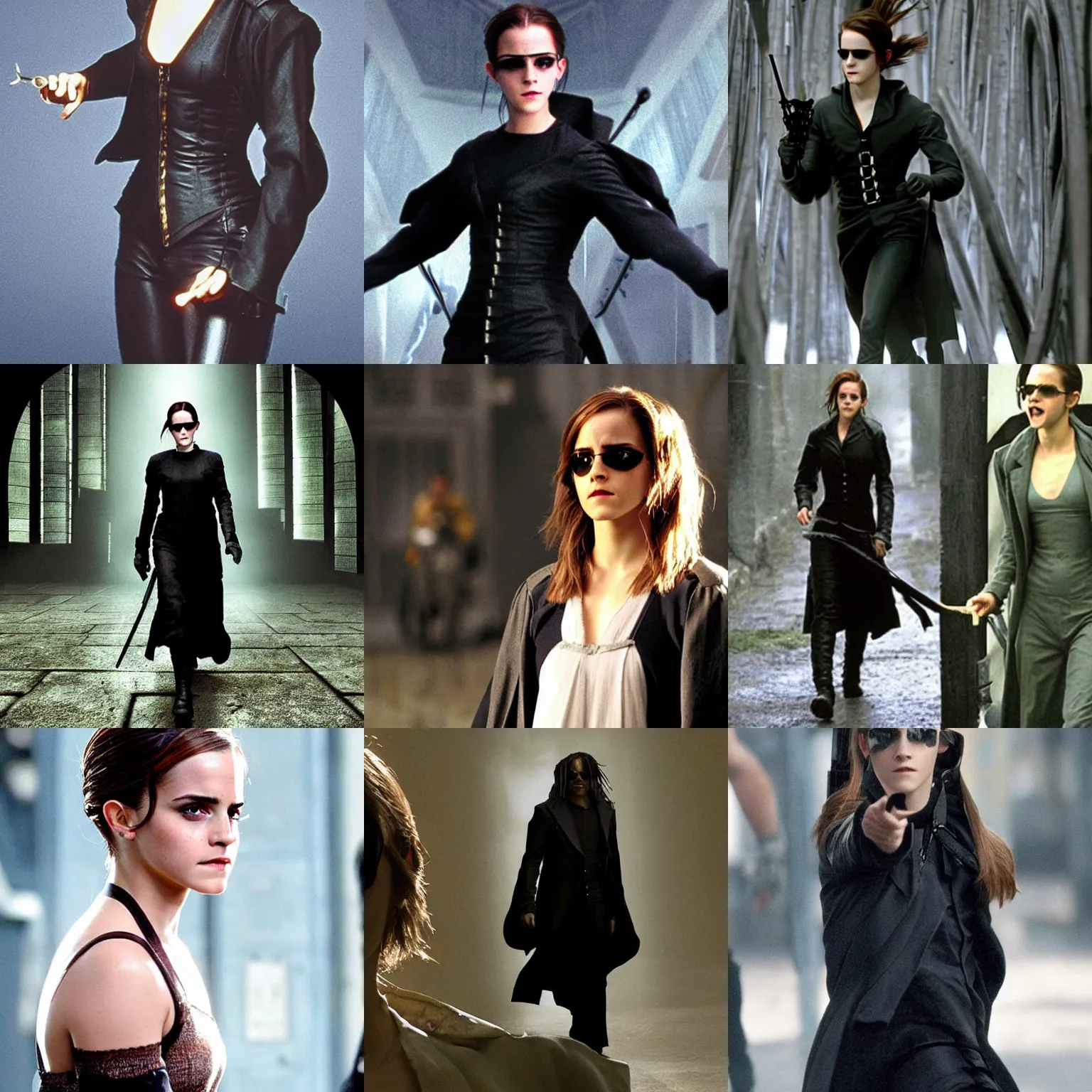 Prompt: emma watson as morpheus in the matrix