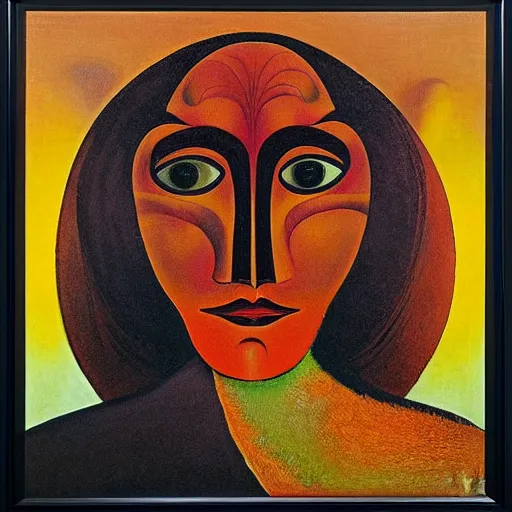 Image similar to floral face portrait by leonetto cappiello and wojciech siudmak and ernst fuchs, anni albers, oil on canvas