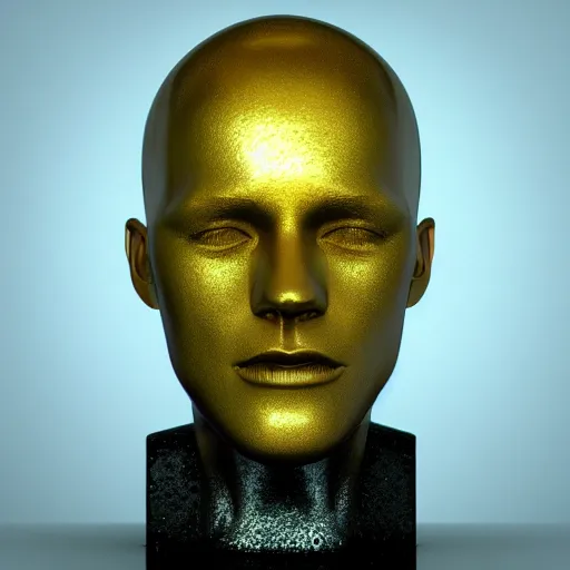 Prompt: 3 d render melted jhonatan tuld head, sculpture, chrometype, liquid metal, neotribal, raytraced, volumetric lightning, 8 k by wlop, innate studio h - 1 0 0 0 w - 1 0 0 0