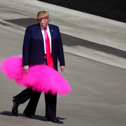 Prompt: donald trump in a pink tutu