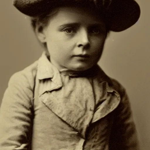 Image similar to close up portrait of a victorian child standing in with a bicycle, 8 k, soft lighting, highly detailed realistic, face in focus 1 8 9 0's liminal