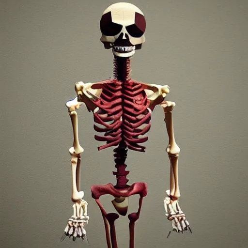 Prompt: minecraft skeleton with animatronic parts and some flesh sticking out. high detailed and great quality.