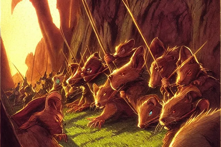 Image similar to an epic scene from redwall by brian jacques, detailed, fantasy concept art, cinematic lighting, beautiful