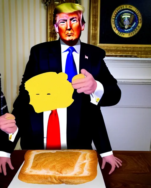 Image similar to donald trump made out of bread