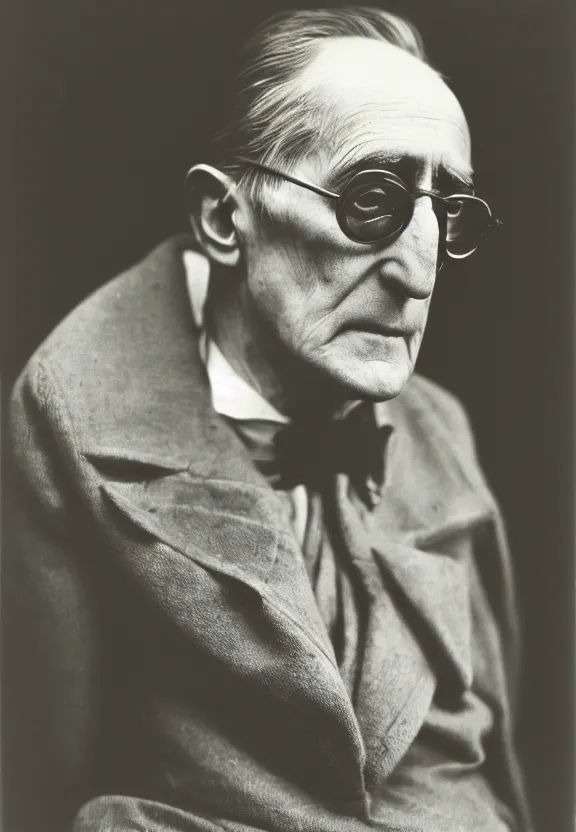 Image similar to a close - up casual photo of middle - aged marcel duchamp by irving penn, 1 9 2 0 s monochrome snapshot, graflex 4 x 5, f 1. 8, 3 5 mm, ilford delta 3 2 0 0 pro