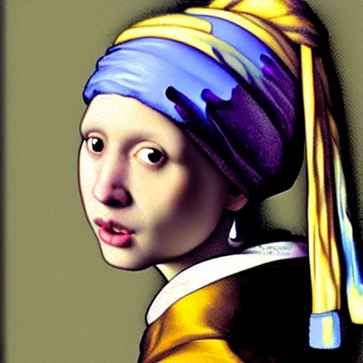 Image similar to A stupid husky with a pearl earring by Johannes Vermeer