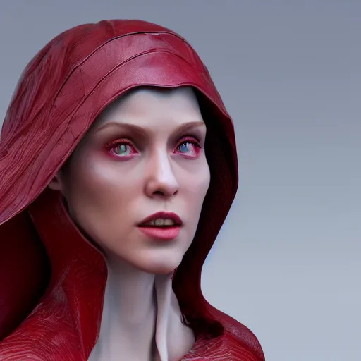 Image similar to a hyperdetailed render of scarlet witch, a 3 d render by senior character artist, featured on zbrush central, fantasy art, artstation hd, rendered in unreal engine, artstation hq