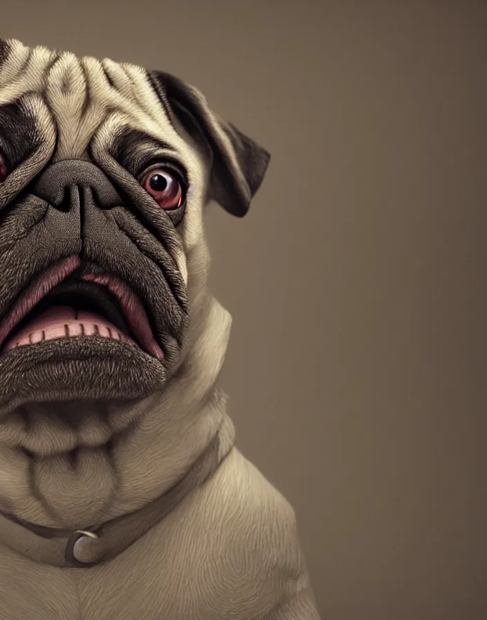 Prompt: a pug dog morphed with Boris the animal, intricate artwork by artstation. octane render, cinematic, hyper realism, 8k, depth of field.