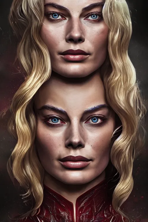 Prompt: majestic and regal portrait of margot robbie female the flash, dc universe, perfect face, beautiful, intricate, epic, elegant, fantasy, highly detailed, digital painting, hard focus, beautiful volumetric lighting, epic light, ultra detailed, by leesha hannigan, ross tran, thierry doizon, kai carpenter, ignacio fernandez rios