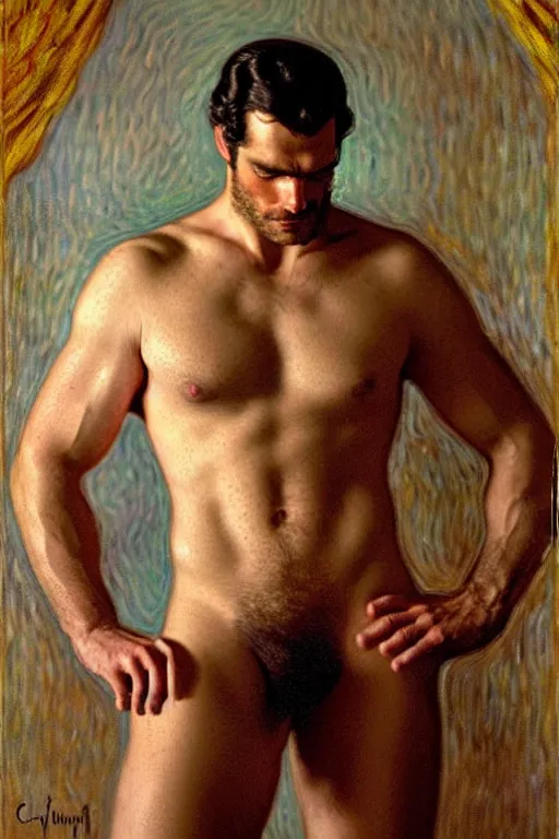 Image similar to henry cavill as a candlestick maker, painting by tom of finland, gaston bussiere, craig mullins, j. c. leyendecker, claude monet