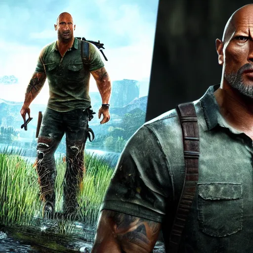 Image similar to Dwayne Johnson in the last of us 2 4K quality super realistic