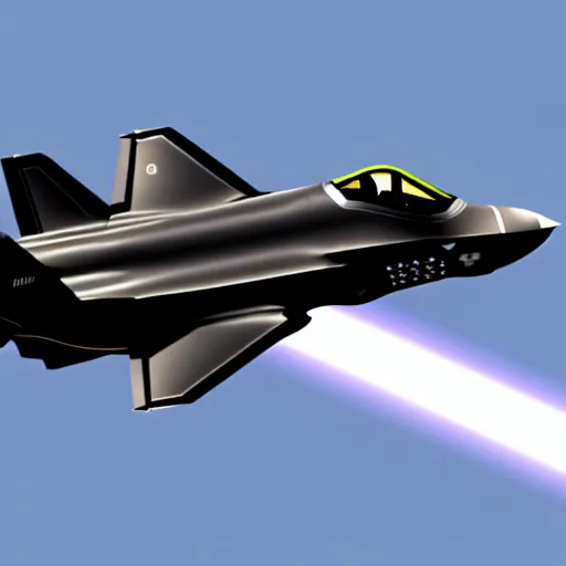 Image similar to The F-35 in the style of the Space Shuttle, black belly, white cloth top