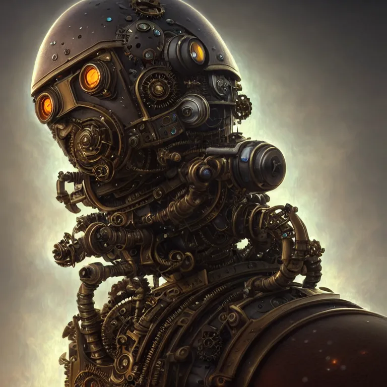 Prompt: steampunk robot blizzard, 3 d model, unreal engine realistic render, 8 k, micro detail, intricate, elegant, highly detailed, centered, digital painting, artstation, smooth, sharp focus, illustration, artgerm, tomasz alen kopera, wlop