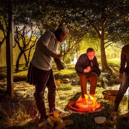 Prompt: a splornfeld enborkenmeyer forkeling the gnorkgnork under a fumfum tree while the pippies peep | artists rikolo and eric stanton with sjkincade and dmitrys high contrast cinematic light, mystical shadows, sharp focus