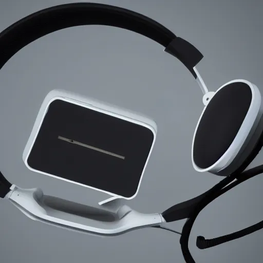 Image similar to product render of futuristic headphones worn upsidedown