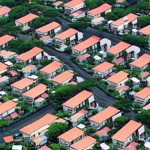Prompt: a housing estate in singapore, by satoshi kon