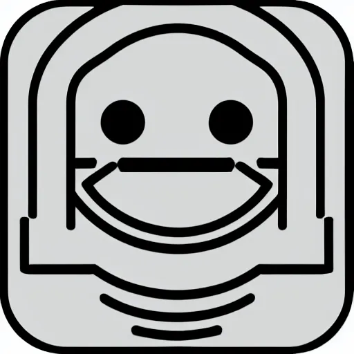 Image similar to grey smiley icon, white background, 2 d, high detailed