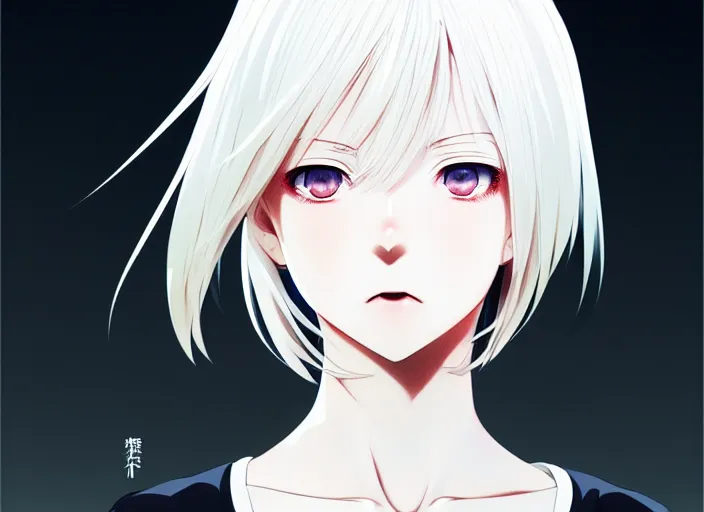 Prompt: anime visual, portrait of a white haired girl with red eye in her interior, cute face by ilya kuvshinov, yoshinari yoh, makoto shinkai, katsura masakazu, dynamic perspective pose, detailed facial features, kyoani, rounded eyes, crisp and sharp, cel shad, anime poster, ambient light