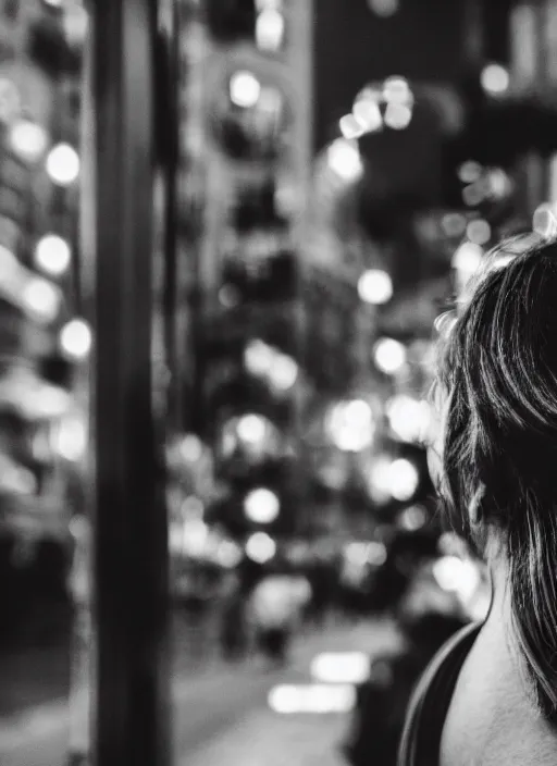 Image similar to a 2 8 mm macro photo from the back of a woman watching a parade, splash art, movie still, bokeh, canon 5 0 mm, cinematic lighting, dramatic, film, photography, golden hour, depth of field, award - winning, anamorphic lens flare, 8 k, hyper detailed, 3 5 mm film grain