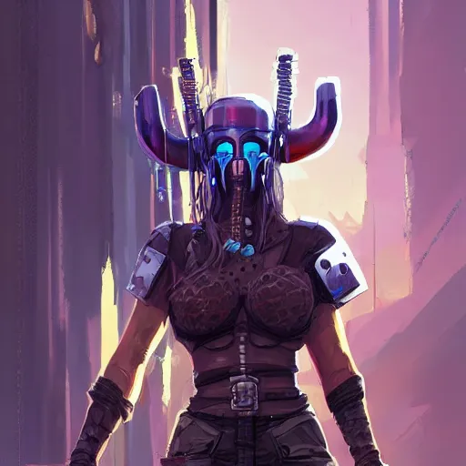 Image similar to cyberpunk viking helmet mask warrior goddess robot ninja fantasy, art gta 5 cover, official fanart behance hd artstation by jesper ejsing, by rhads, makoto shinkai and lois van baarle, ilya kuvshinov, ossdraws