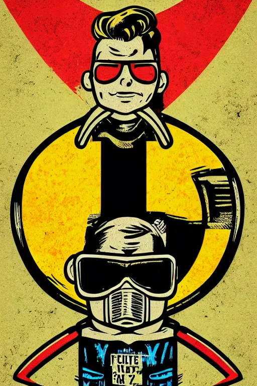 Image similar to fallout 7 6 retro futurist illustration art by butcher billy, sticker, colorful, illustration, highly detailed, simple, smooth and clean vector curves, no jagged lines, vector art, smooth andy warhol style