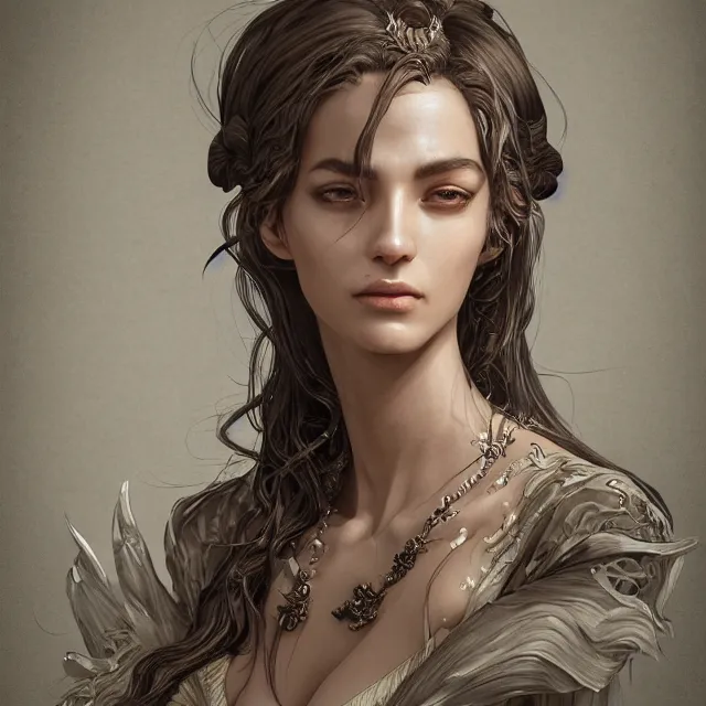 Prompt: a portrait of a lawful evil alignment personified as an absurdly beautiful, graceful, elegant, sophisticated, evil young sensual brazilian woman, an ultrafine hyperdetailed illustration by kim jung gi, irakli nadar, detailed faces, intricate linework, octopath traveler, final fantasy, unreal engine 5 highly rendered, global illumination, radiant light, detailed and intricate environment
