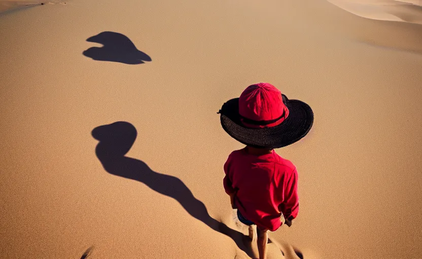 Image similar to a luffy in sand dunes, photography