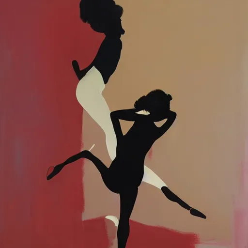 Image similar to painting by michael carson, dancers, In the White Room 2019, high key, limited color pallete