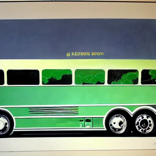 Prompt: concept art for a bus that releases green clouds of poisonous gas, painted by syd mead, high quality